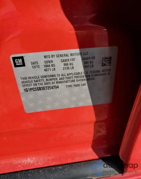 2014 Chevrolet Cruze from USA, damaged, VIN 1G1PC5SB3E7254794